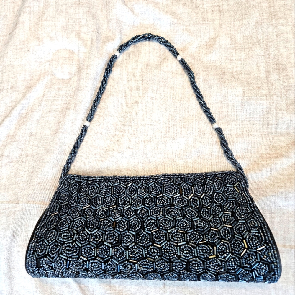 Black Beaded Evening Clutch (Imported from Jaipur, India)
